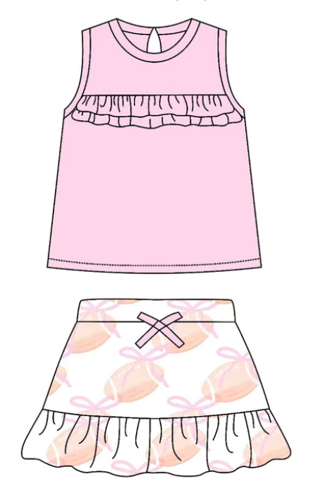 ( Moq 5 Each Style ) Baby Girl Sleeveless Football Bows Sibling Dress Set 3.22