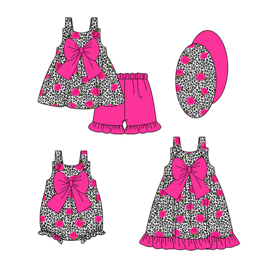 Baby Girl Flower Leopard Bows Sibling Romper Dress Set ( Moq 5 Each Style ) 2.8
