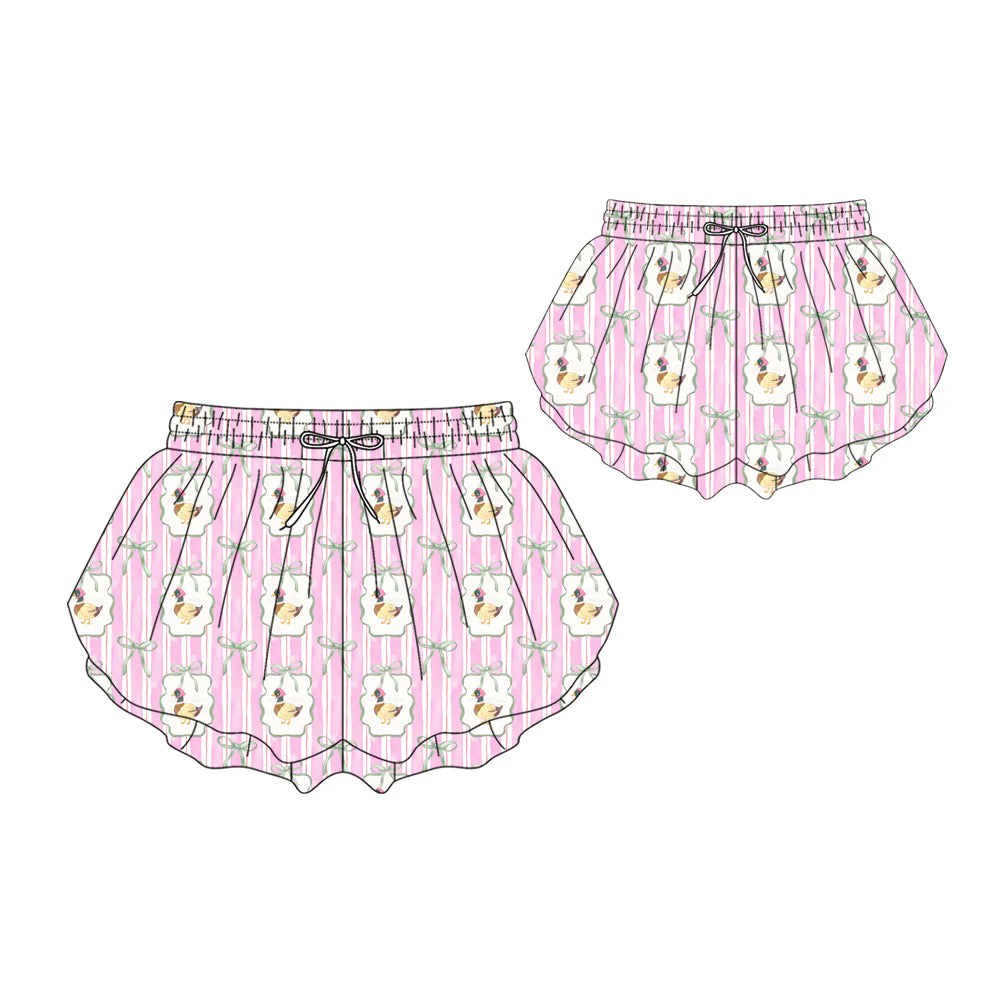 ( Moq 5 Each Style ) Kids Girls Adult Women Ducks Bows Pink Shorts Sibling Mom and Me Yoga Clothes