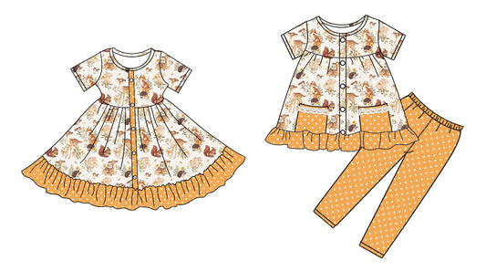 ( Moq 5 Each Style ) Baby Girl Toddler Short Sleeves Animals Sibling Dress Set 4.26