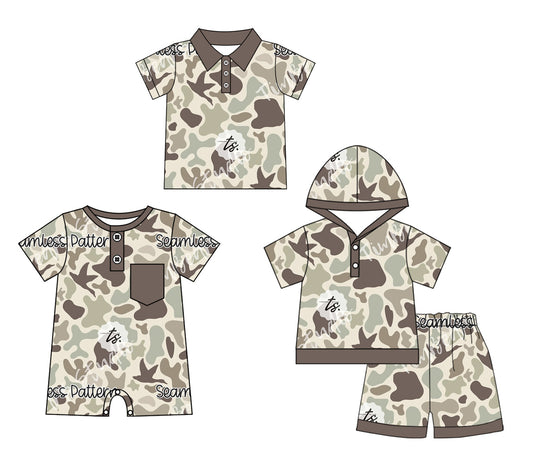 Baby Boy Short Sleeves Dogs Ducks Camo Sibling Romper Shirt Set ( Moq 5 Each Style ) 3.4