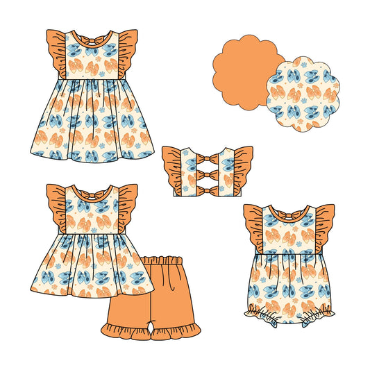 ( Moq 5 Each Style ) Baby Girl Short Sleeves Bows Sibling Summer Romper Dress Set 4.23