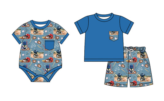 Baby Boy Short Sleeves Baseball Sibling Romper Set ( Moq 5 Each Style ) 2.25
