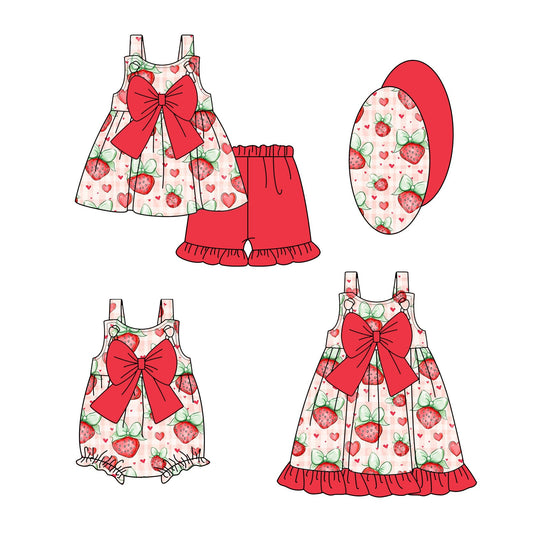 Baby Girl Strawberry Hearts Bows Sibling Romper Dress Set ( Moq 5 Each Style ) 1.13
