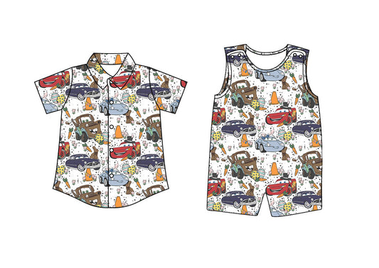 Baby Boy Easter Cross Carrot Eggs Cars Sibling Romper Shirt ( Moq 5 Each Style ) 12.27