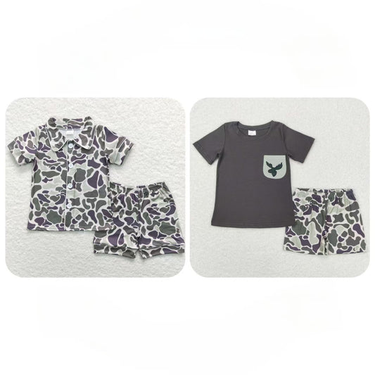 Baby Boy Short Sleeves Camo Ducks Sibling Set Summer Clothes RTS