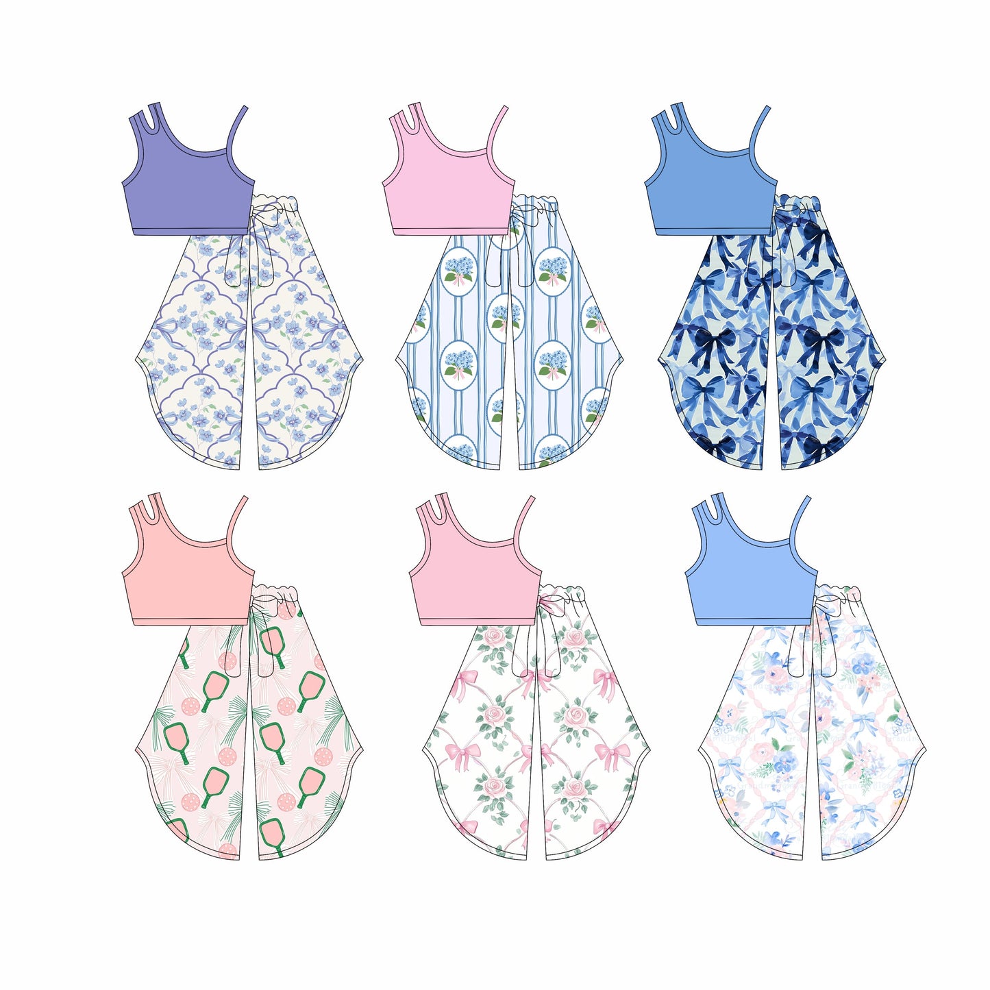 Baby Girl Sleeveless Cotton Tops Bows Flower Pants Sibling Set ( Moq 5 Each Style ) 4.1