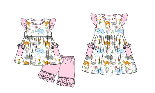 ( Moq 5 Each Style ) Baby Girl Short Sleeves Animals Balloons Sibling Dress Set 3.27
