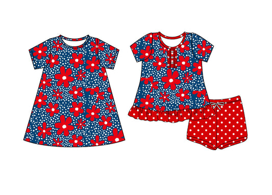 ( Moq 5 Each Style ) Baby Girl Short Sleeves Flower Sibling Summer Dress Set 4.19