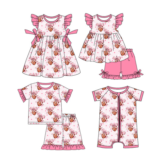 Baby Girl Football Bows Sibling Romper Dress Set ( Moq 5 Each Style ) 1.14