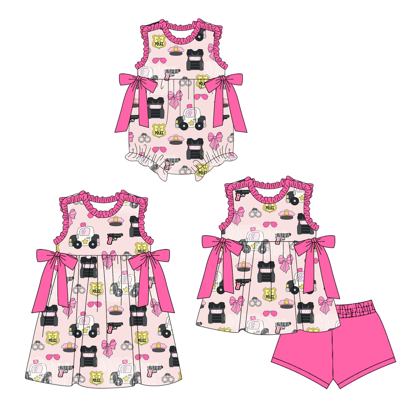Baby Girl Sleeveless Bows Pink Sibling Romper Dress Set ( Moq 5 Each Style ) 4.3