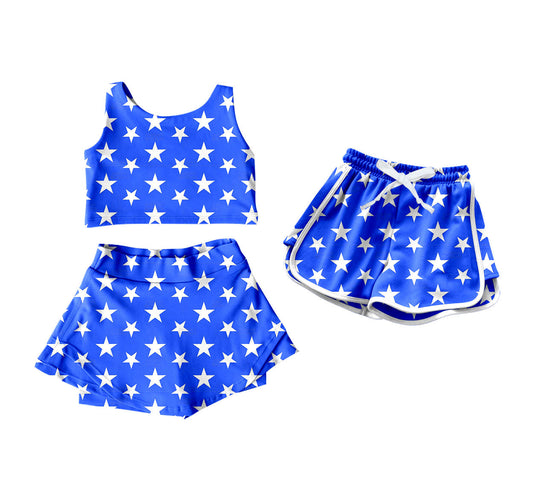 ( Moq 5 Each Style ) Baby Girl Sleeveless Stars 4th Of July Sibling Shorts Set 4.16