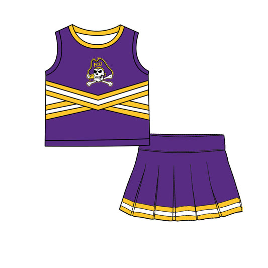 ( Moq 5 ) Baby Girls Kids Sleeveless Vest Skirt Shots Team Set Clothes