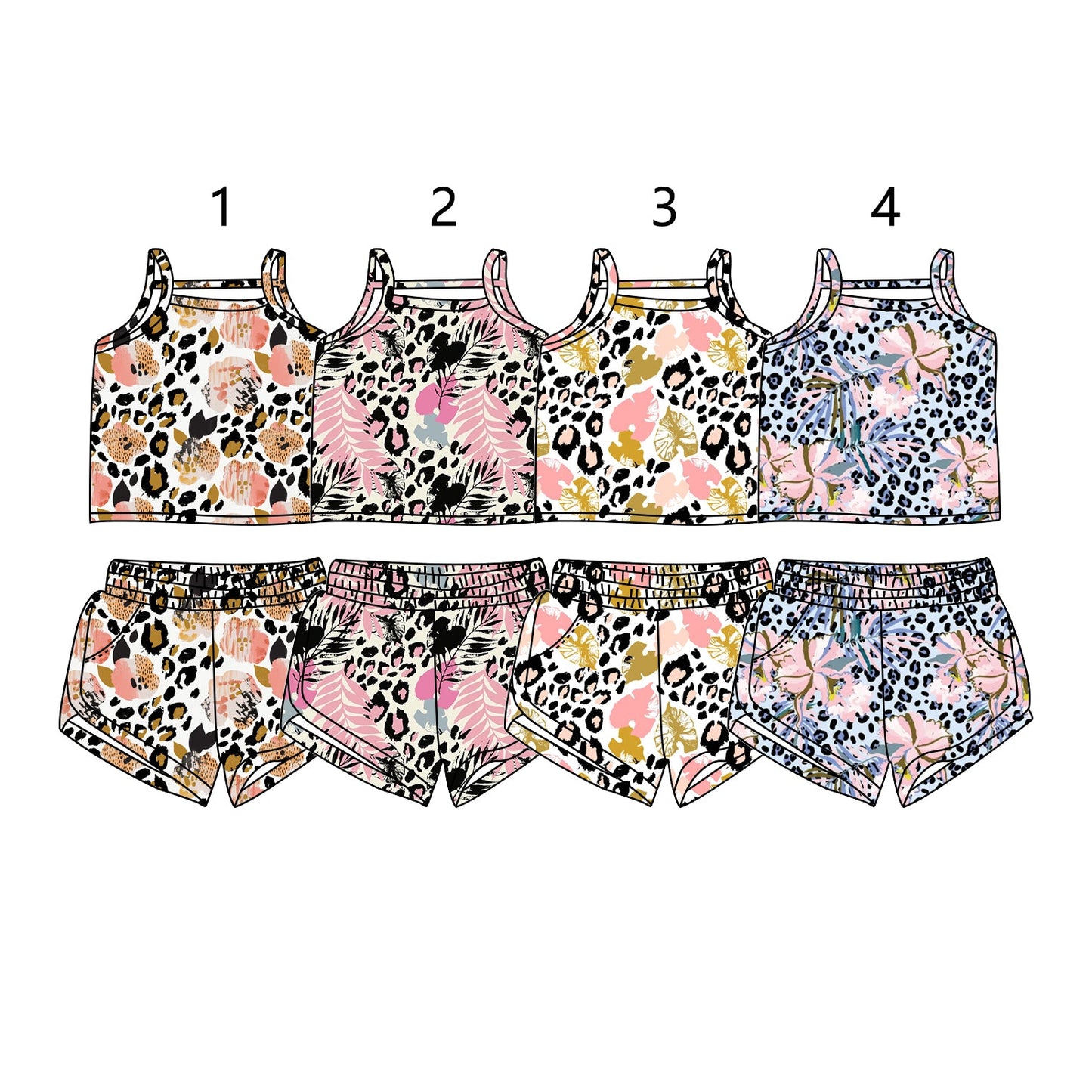 Baby Girl Straps Leopard Flower Shorts Sibling Set ( Moq 5 Each Style ) 1.11