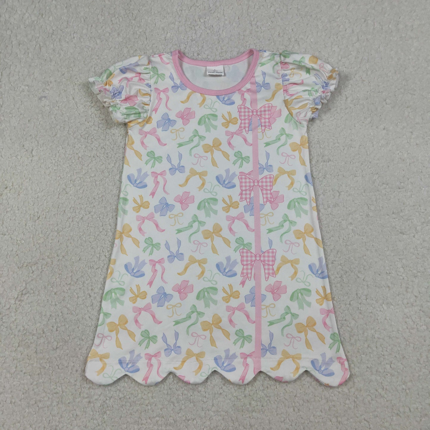 Sibling Baby Girls Kids Short Sleeves Colorful Bows Romper Dress Summer Clothes RTS