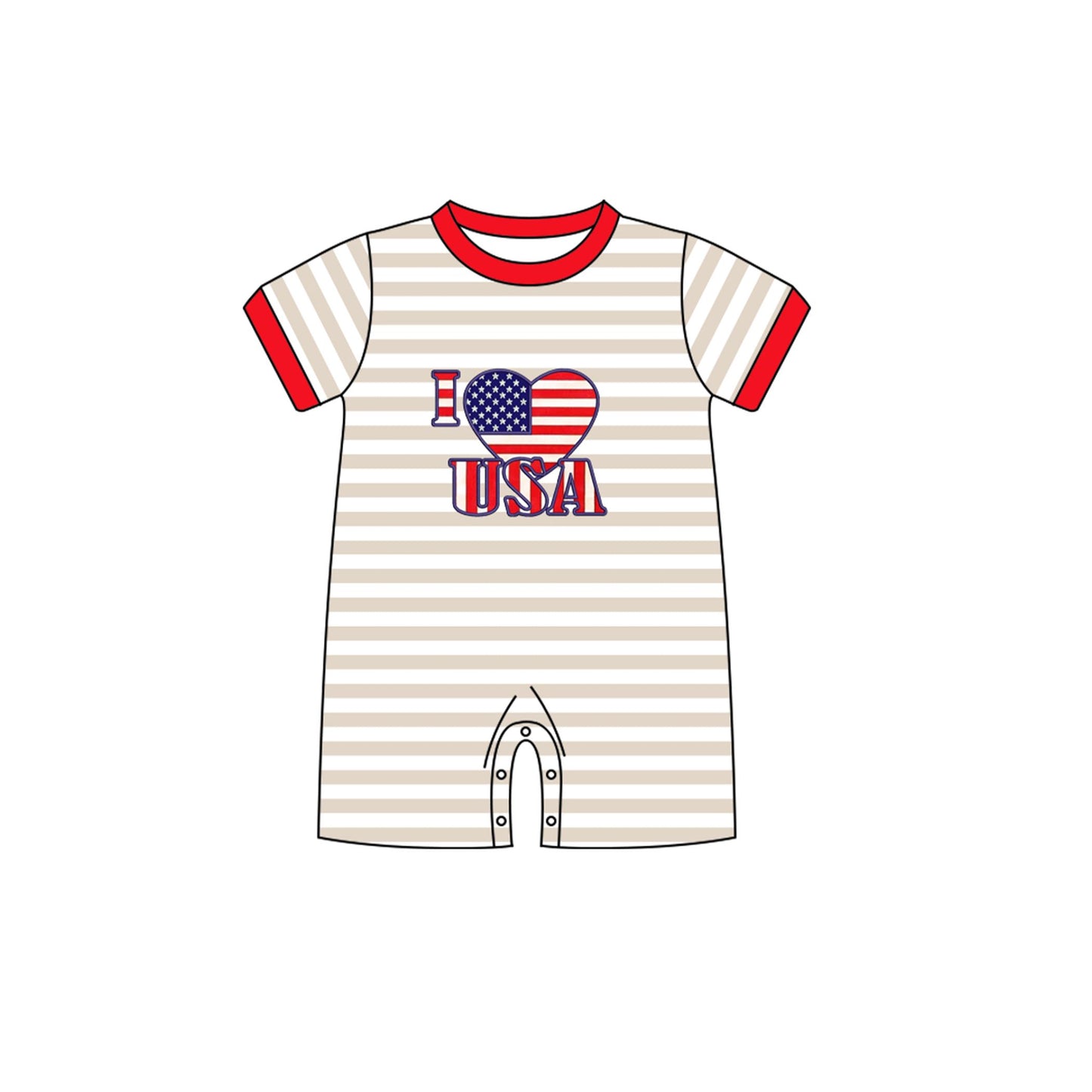 Moq 3 Pre-order SR0776 Baby Boy July 4th I Love USA One Piece Romper