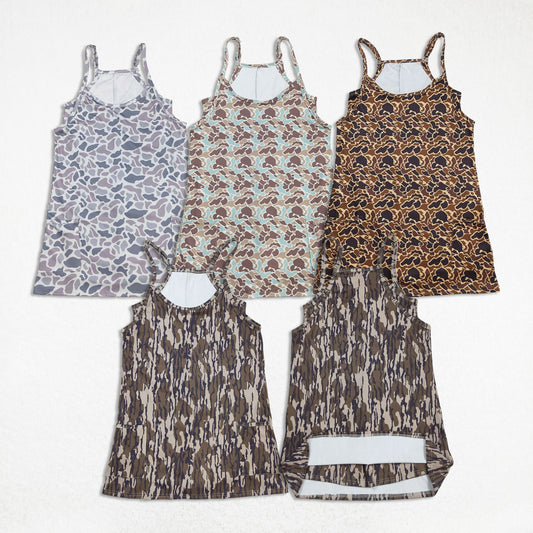 Sibling Adult Women Strap Western Camo Pockets Yoga Active Shorts Dresses