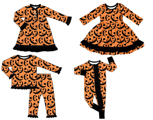 ( Moq 5 Each Style ) Baby Girl Toddler Halloween Ghosts Sibling Romper Dress Set