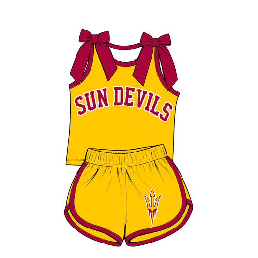 ( Moq 5 ) Sibling Baby Girls Kids Sleeveless Bows Shirt Shorts Team Set Clothes