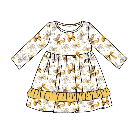Baby Girl Long Sleeves Bows Happy New Year Dress