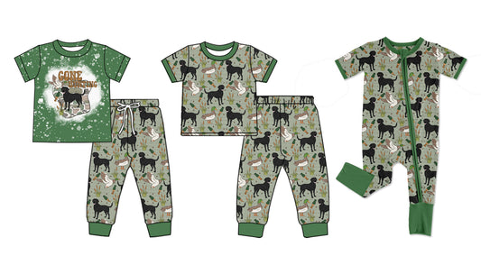 Baby Boy Short Sleeves Ducks Dogs Green Sibling Romper Clothes Set ( Moq 5 Each Design )11.25