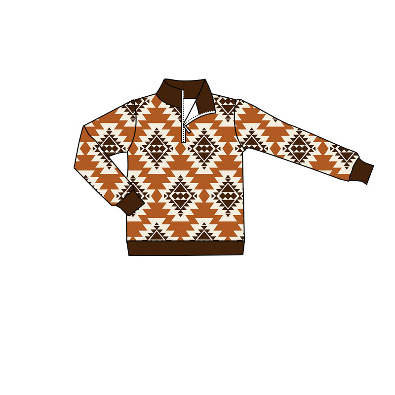 Baby Boy Long Sleeves Aztec Zipper Western Shirt Tops