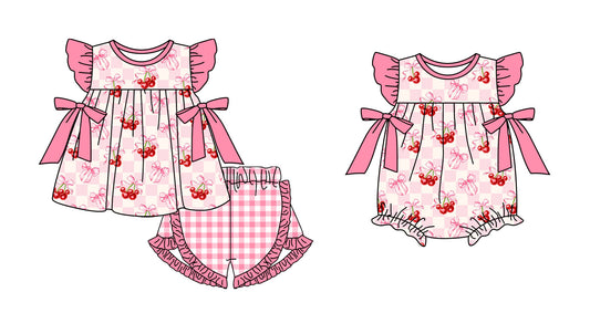 Baby Girl Bows Pink Sibling Romper Set ( Moq 5 Each Style ) 2.11
