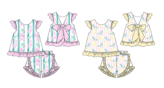 Baby Girl Short Sleeves Cherry Lemon Sibling Set ( Moq 5 Each Style ) 12.25