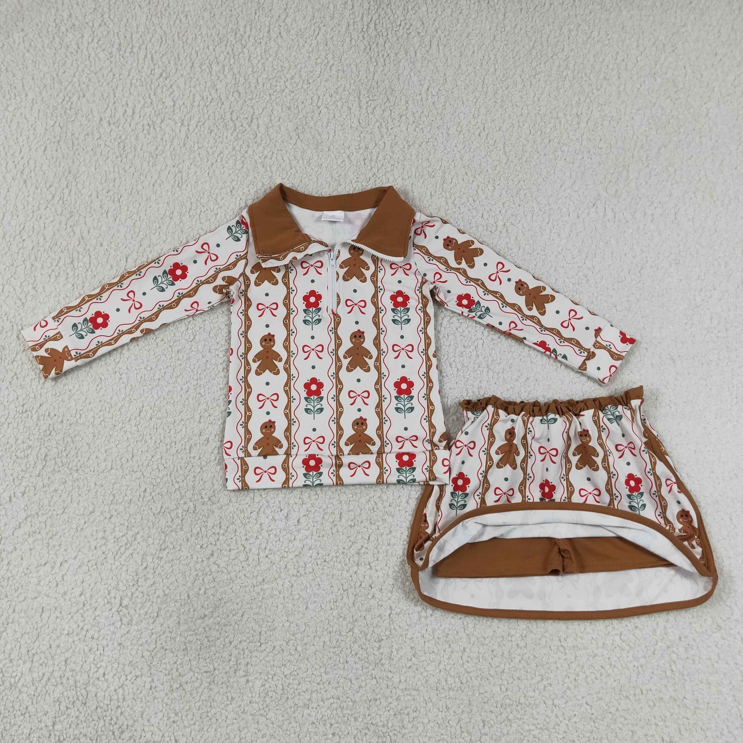 Sibling Baby Girls Kids Christmas Zipper Pullovers Shirts Skirts Shorts Sets Clothes RTS