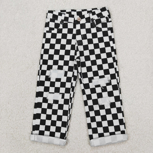 Baby Kids Black Checkered Denim Jeans