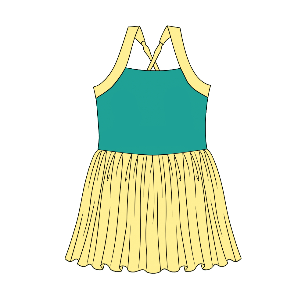 ( Moq 5 ) Preorder GSD3980 Baby Girls Kids Sleeveless Princess Yoga Active Knee Length Dress