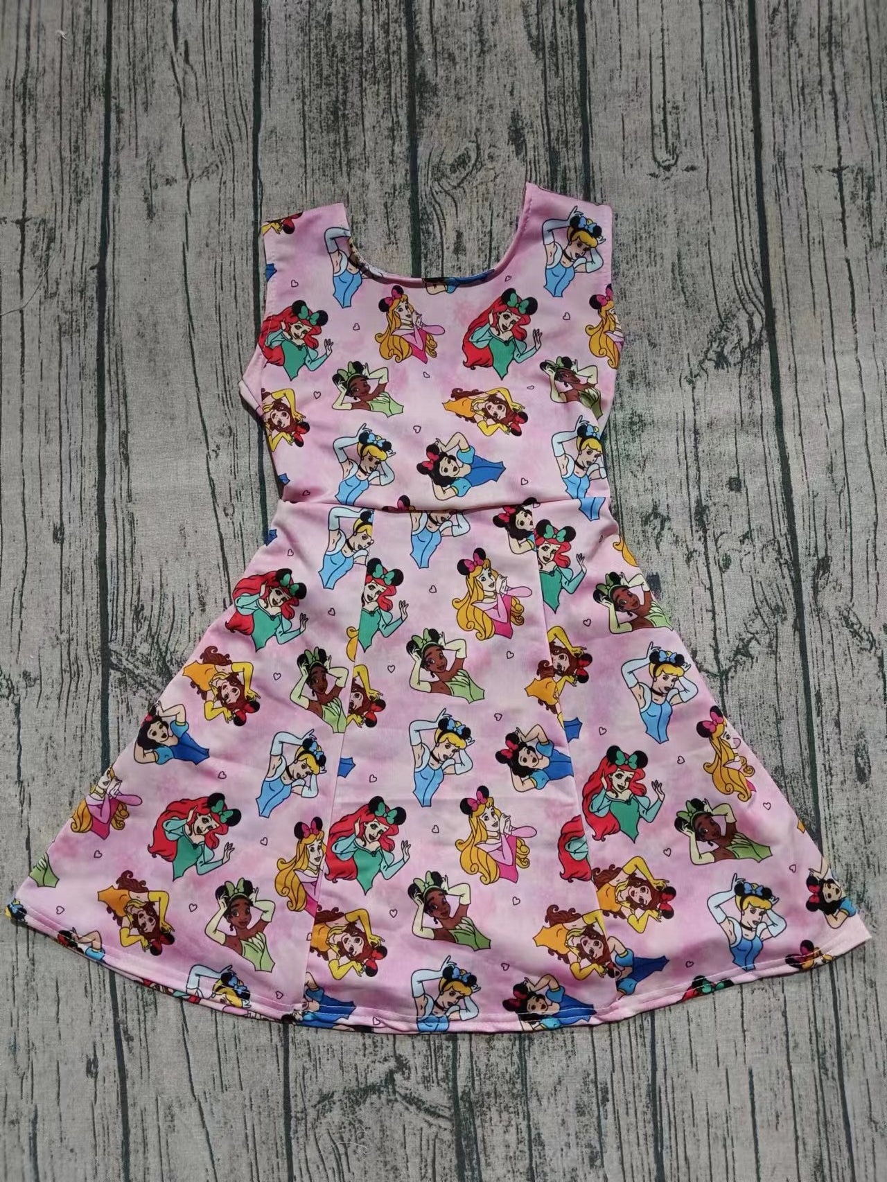( Moq 5 ) Baby Girl Sleeveless Princess Hearts Pink Skort Dress