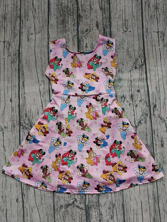 ( Moq 5 ) Baby Girl Sleeveless Princess Hearts Pink Skort Dress