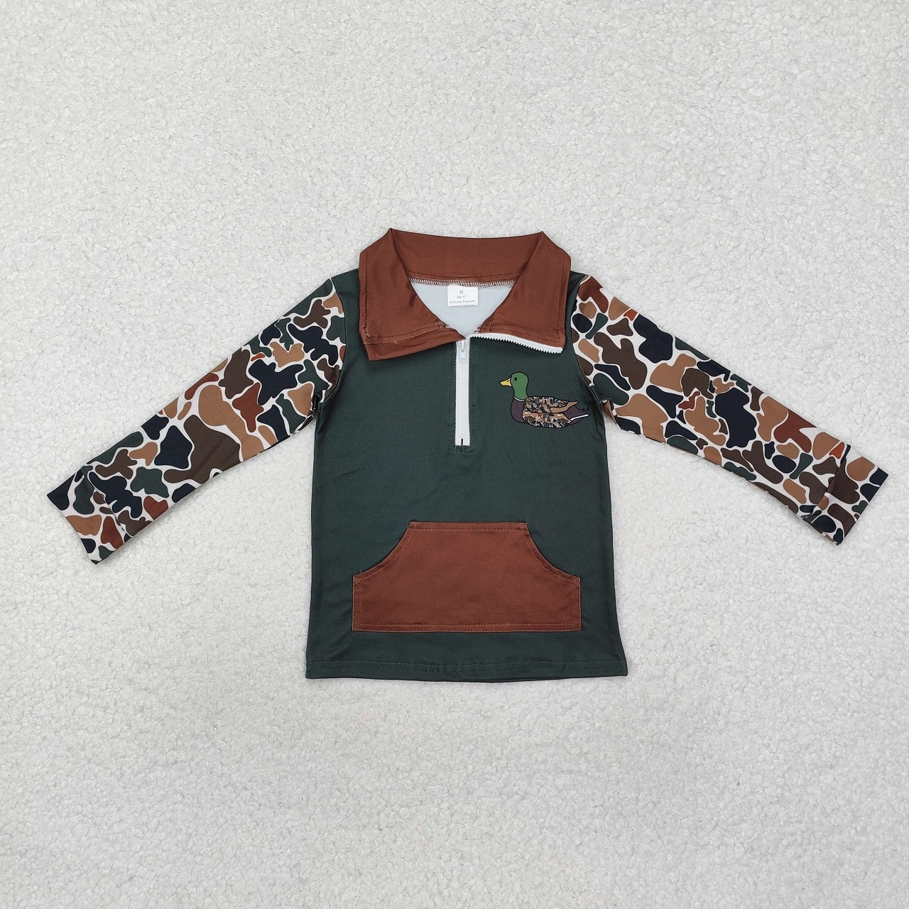7-12 Sibling Boys Kids Long Sleeves Camo Pockets Zipper Shirt Pullover Tops Clothes RTS