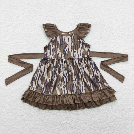 GSD0782 Baby Girl Short Sleeves Camo Ruffle Dress