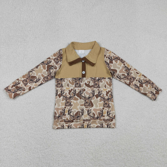 Baby Boy Long Sleeves Camo Deer Buttons Shirt Hunting Tops RTS