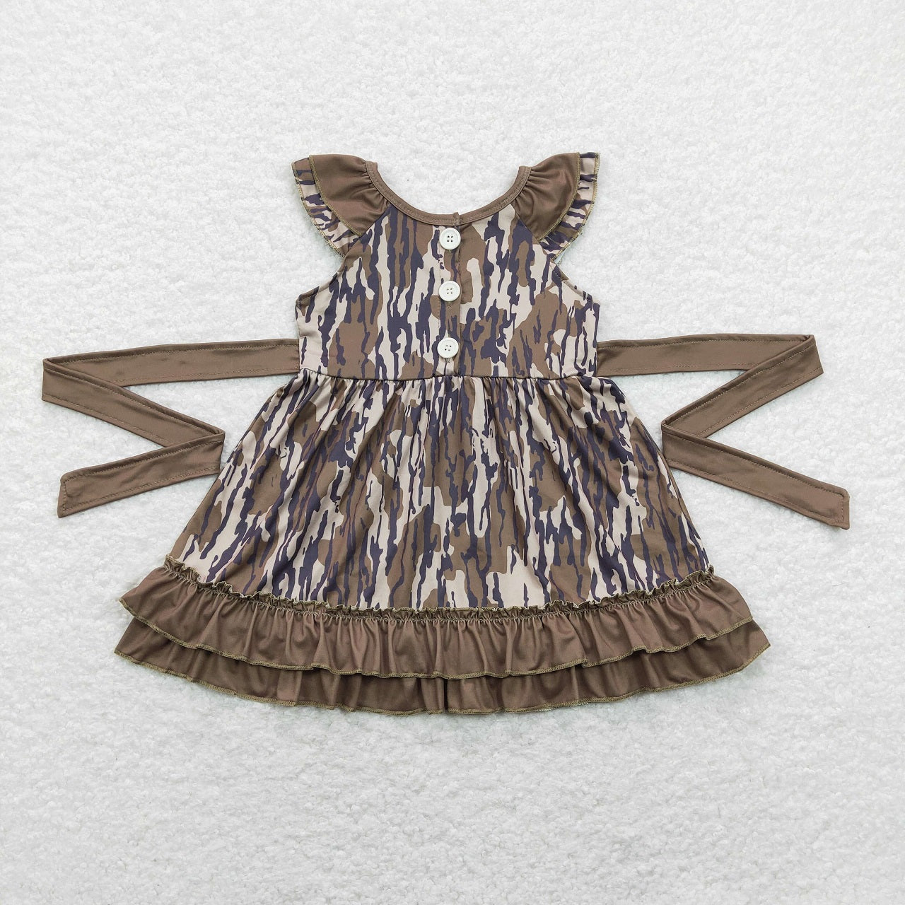 GSD0782 Baby Girl Short Sleeves Camo Ruffle Dress