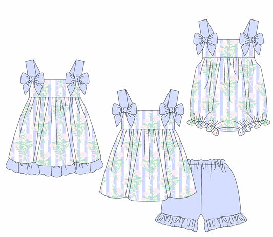 Baby Girl Purple Bows Flower Sibling Romper Dress Set ( Moq 5 Each Style ) 1.21