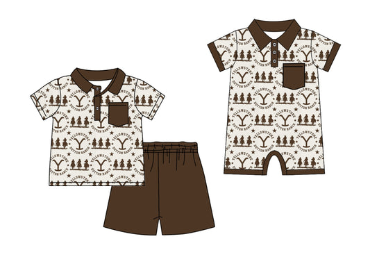 Baby Boy Western Rodeo Sibling Romper Set ( Moq 5 Each Style ) 1.20