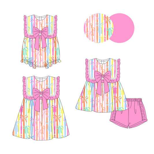 Baby Girl Colorful Stripes Bows Sibling Romper Dress Set ( Moq 5 Each Style ) 3.14
