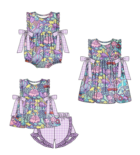 Baby Girl Mushrooms Bows Sibling Romper Dress Set ( Moq 5 Each Style ) 1.9