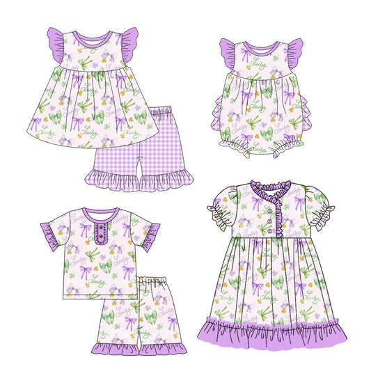 Baby Girl Short Sleeves St Patrick Bows Sibling Romper Dress Set ( Moq 5 Each Design ) 12.10
