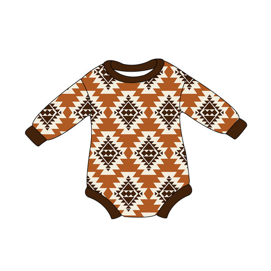 Baby Boy Long Sleeves Western Aztec Bubble Romper
