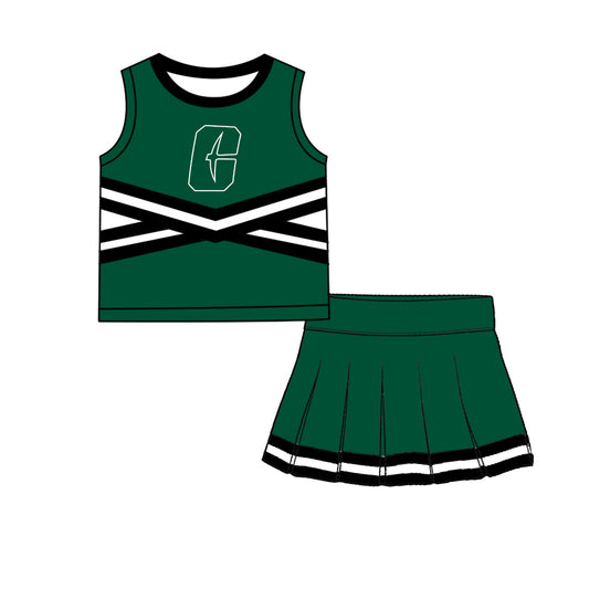 ( Moq 5 ) Baby Girls Kids Sleeveless Vest Skirt Shots Team Set Clothes