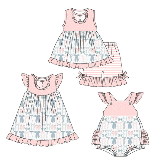 Baby Girl Bows Ruffle Sibling Romper Dress Set ( Moq 5 Each Style ) 3.6