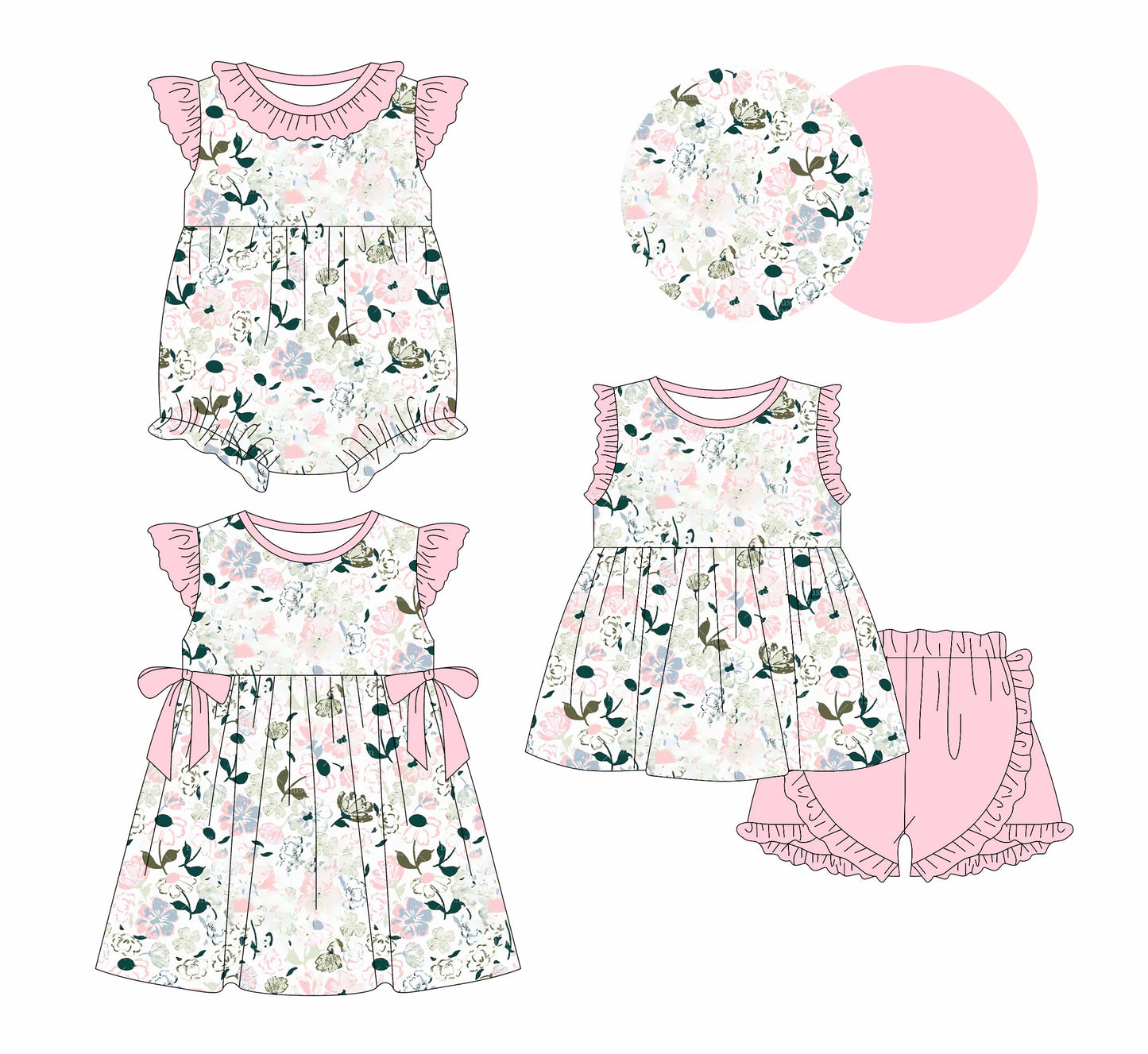 Baby Girl Flower Sibling Romper Dress Set ( Moq 5 Each Style ) 1.2
