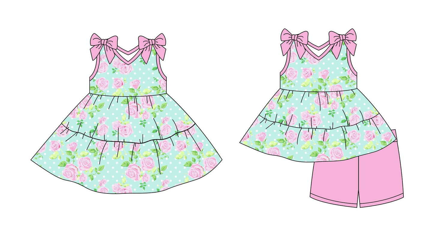 Baby Girl Straps Bows Flower Summer Sibling Dress Set ( Moq 5 Each Style ) 2.27