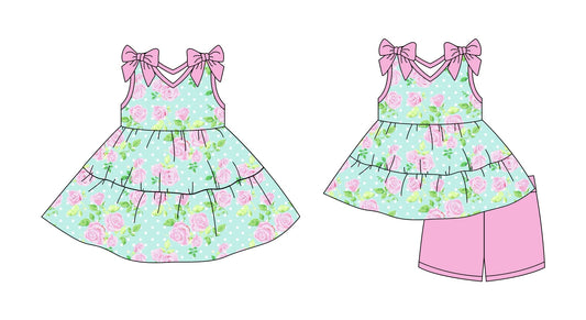 Baby Girl Straps Bows Flower Summer Sibling Dress Set ( Moq 5 Each Style ) 2.27