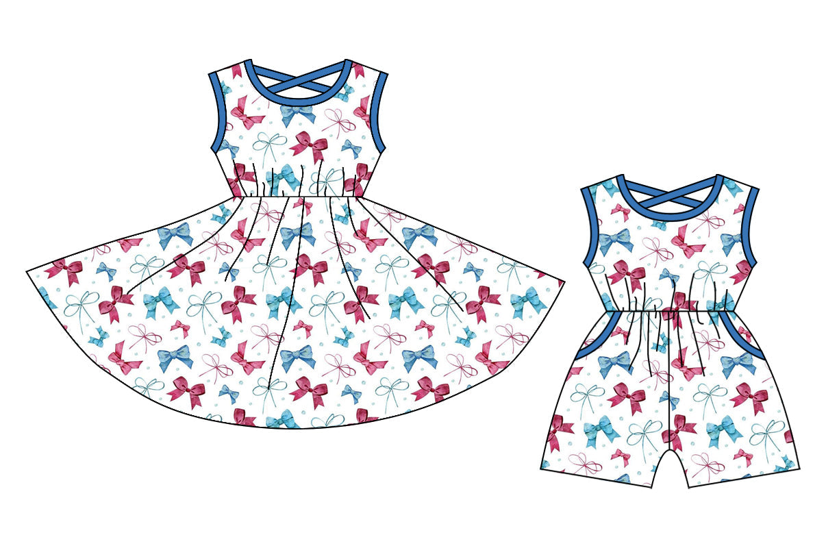Baby Girl July 4th Bows Sibling Dress Jumpsuit ( Moq 5 Each Style ) 12.24