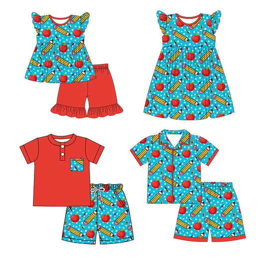 Baby Boy Girl Back To School Pencil Apple Sibling Dress Set ( Moq 5 Each Style ) 1.3